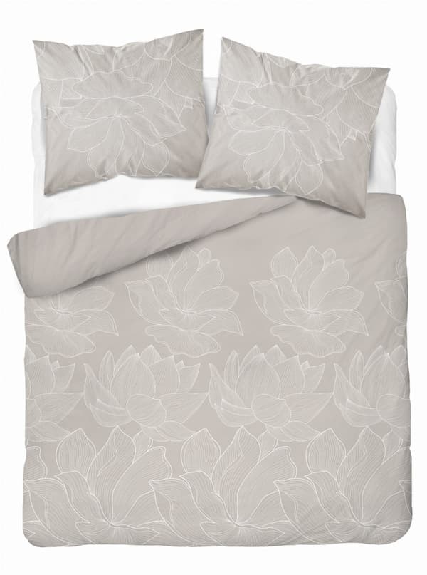 Satin Sengetøj 160x200 Blomster Beige