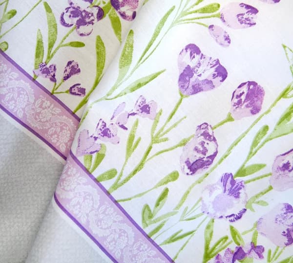 Sängkläder 140x200 vit PREMIUM Marion blommor lavendel ask