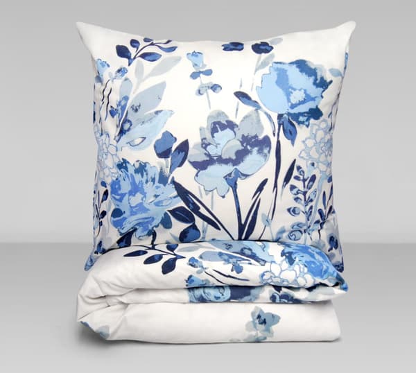 Sängkläder 220x200 vit PREMIUM Flo blommor Blå