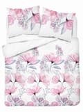 Miniatyrbild 1 av 5: Sängkläder 220x200 Satin Microfiber Blommor Vit Rosa
