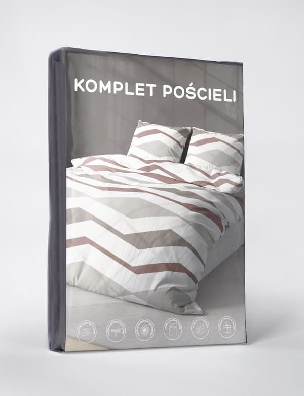 Sängkläder 220x200 Satin Microfiber Geometrisk Beige
