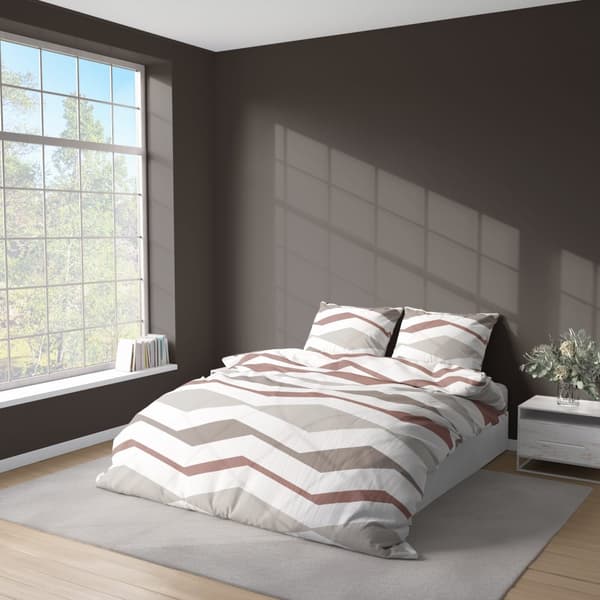 Sängkläder 220x200 Satin Microfiber Geometrisk Beige
