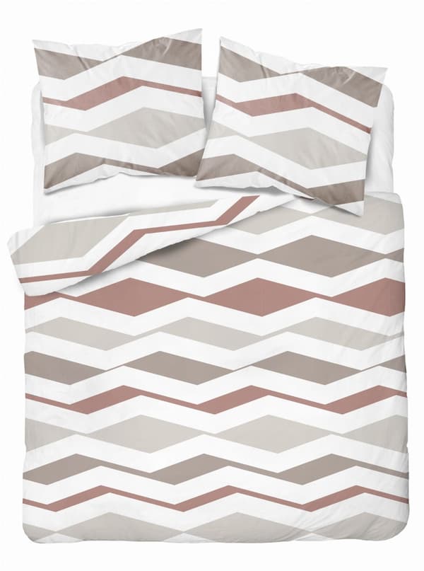 Sängkläder 220x200 Satin Microfiber Geometrisk Beige