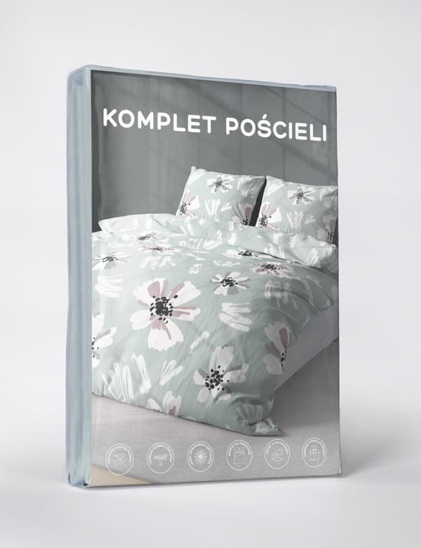 Sengetøj 220x200 Satin Mikrofiber Blomster Mintgrøn