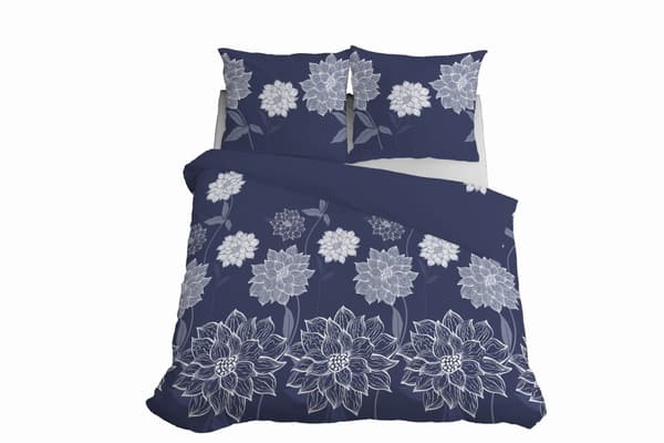Sängkläder 160x200 Satin Microfiber Blommor blå
