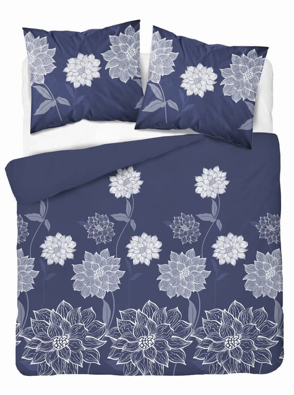 Sängkläder 160x200 Satin Microfiber Blommor blå