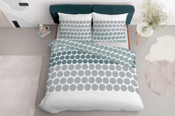 Sängkläder 220x200 Satin Microfiber Dots Grågrön