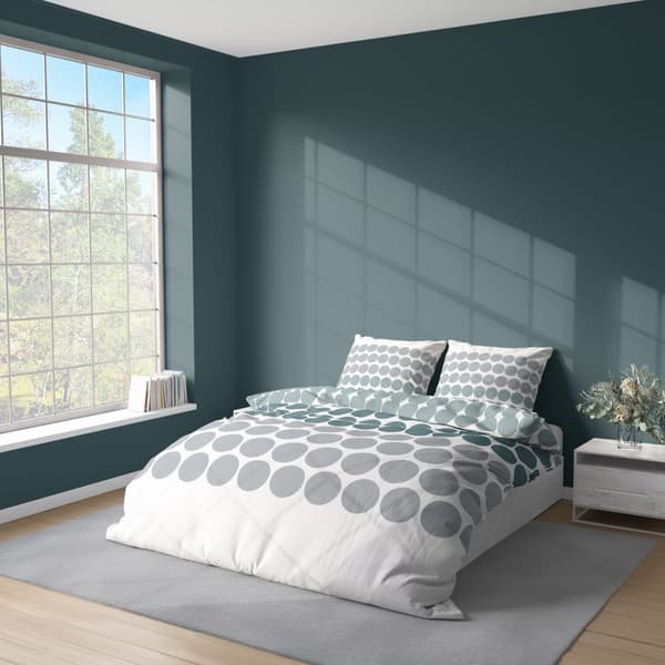 Sängkläder 220x200 Satin Microfiber Dots Grågrön