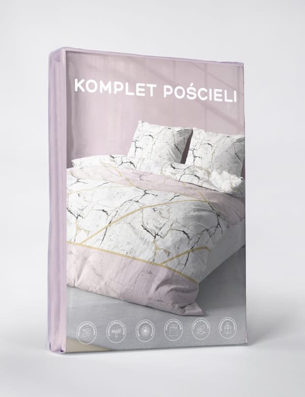 Vuodevaatteet 220x200 Satiinimikrokuitu Marmori Harmaa Pinkki