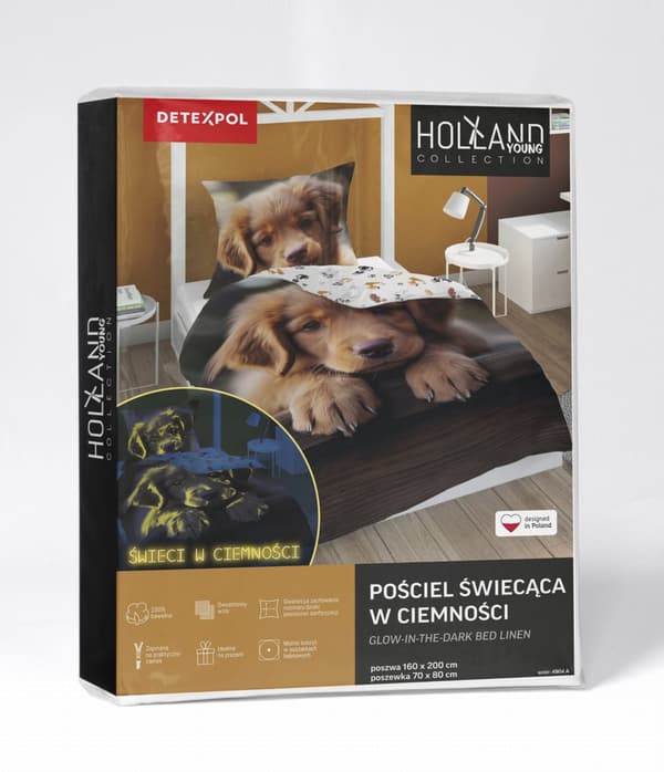 Sängkläder som lyser i mörkret 160x200 Brun hund