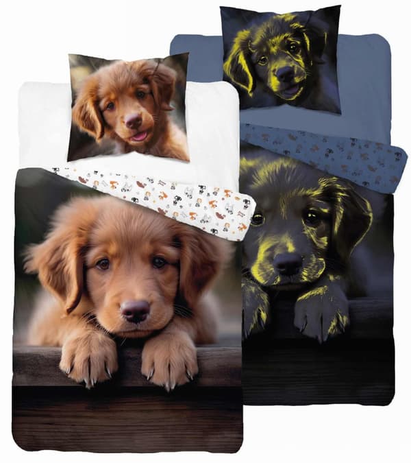 Sängkläder som lyser i mörkret 160x200 Brun hund