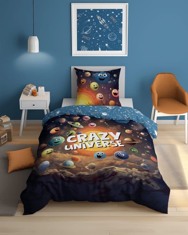 Sängkläder som lyser i mörkret 160x200 Space Planet Crazy