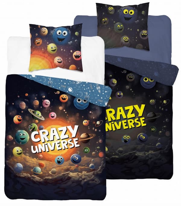 Sängkläder som lyser i mörkret 160x200 Space Planet Crazy