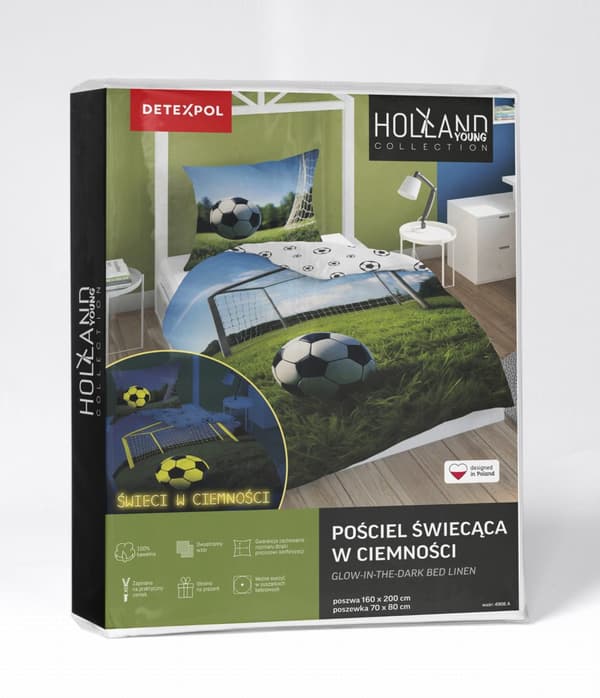 Sängkläder som lyser i mörkret 140x200 fältmål fotboll