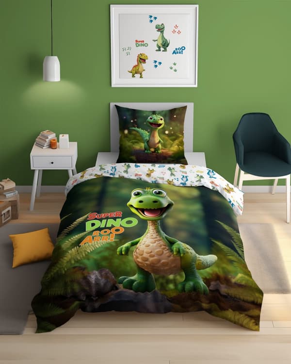 Sängkläder som lyser i mörkret 160x200 Superleende Dinosaurie