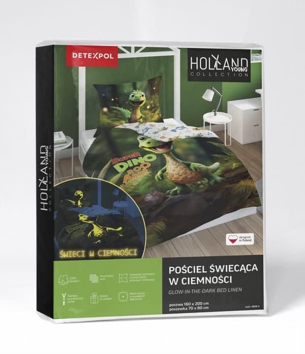 Sängkläder som lyser i mörkret 160x200 Superleende Dinosaurie