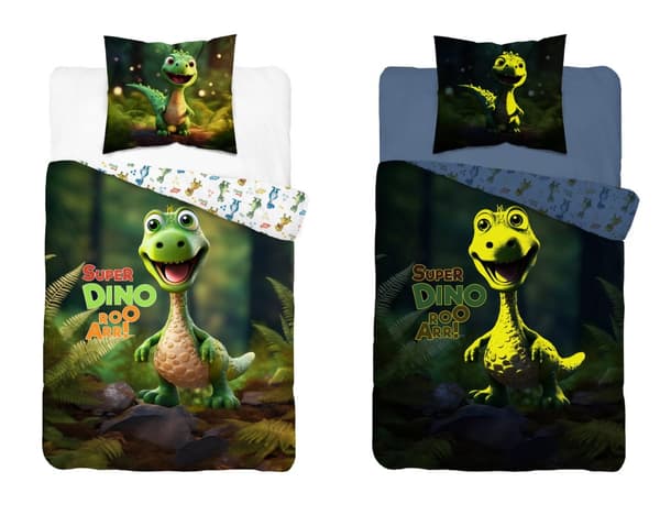 Sängkläder som lyser i mörkret 160x200 Superleende Dinosaurie