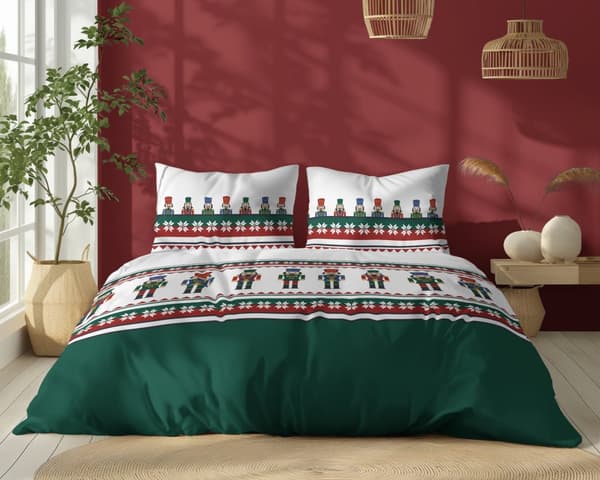 Jouluvuodevaate 220x200 Pähkinänsärkijävihreä 100% puuvillaa