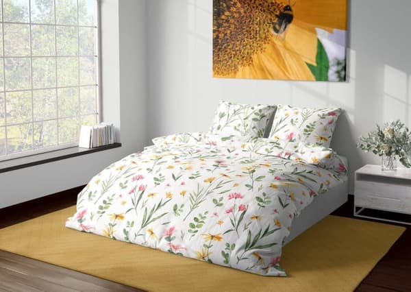 Satin Sengetøj 160x200 Milagro Blomstereng