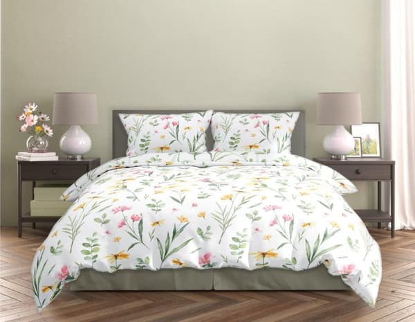 Satin Sengetøj 160x200 Milagro Blomstereng