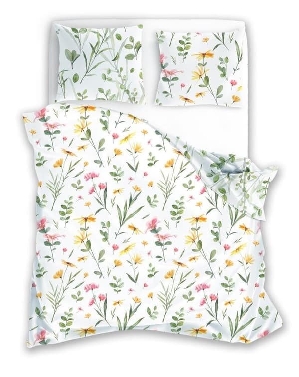 Satin Sengetøj 160x200 Milagro Blomstereng