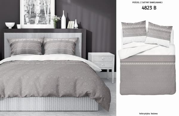 Sängkläder Satin 180x200 Ornament Beige