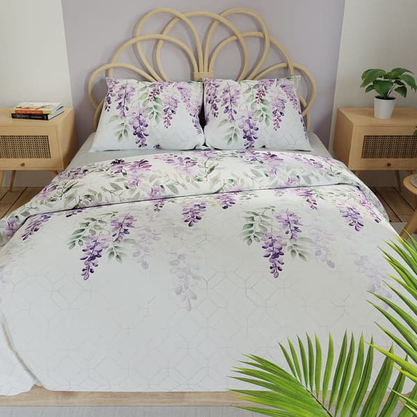 Vuodevaatteet 220x200 puuvillasatiinia Lavanya Flowers Heather Violet