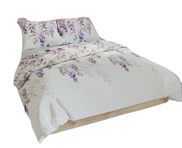Vuodevaatteet 220x200 puuvillasatiinia Lavanya Flowers Heather Violet