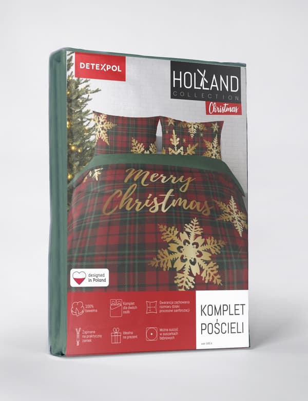 Jouluinen vuodevaate 220x200 Jouluruutukuvioinen Holland MERRY CHRISTMAS