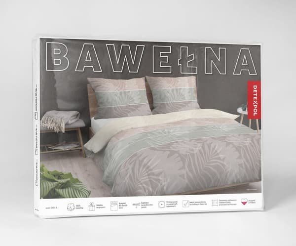 Bomullssängkläder 220x200 Randiga Löv Pastell Ljus