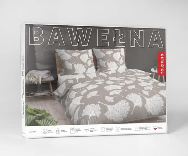 Puuvillainen vuodevaate 140x200 Kukat Lehdet Beige