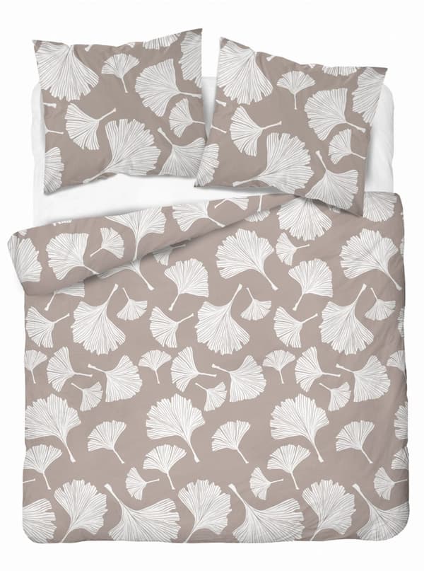 Bomullssängkläder 160x200 Blommor Löv Beige