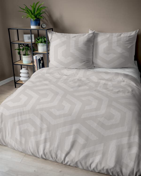Puuvillainen vuodevaate 160x200 Geometrinen mosaiikki Beige