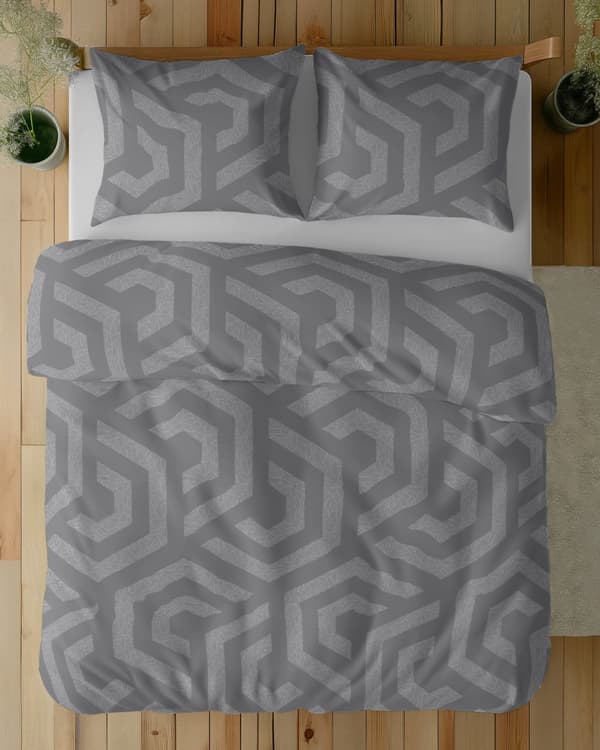 Bomullssängkläder 180x200 Geometrisk Mosaik Askgrå