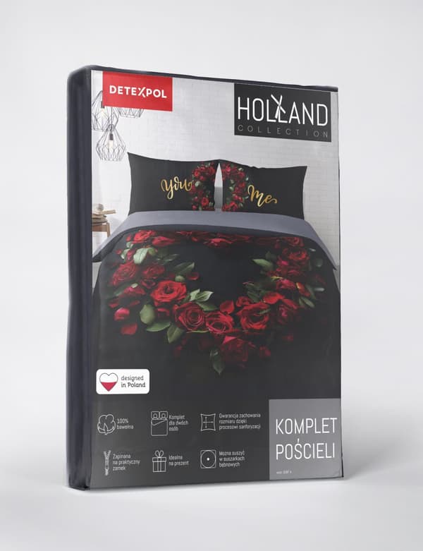 Hollantilainen vuodevaateliina 220x200 Sydän ruusuissa Romanttinen Holland