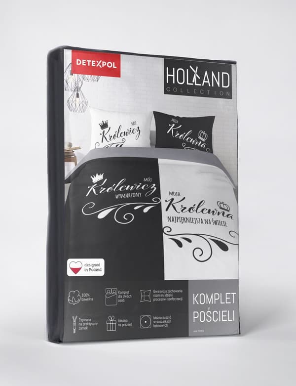 Hollandsk sengetøj 220x200 Min prins Min prinsesse Holland sort og hvid