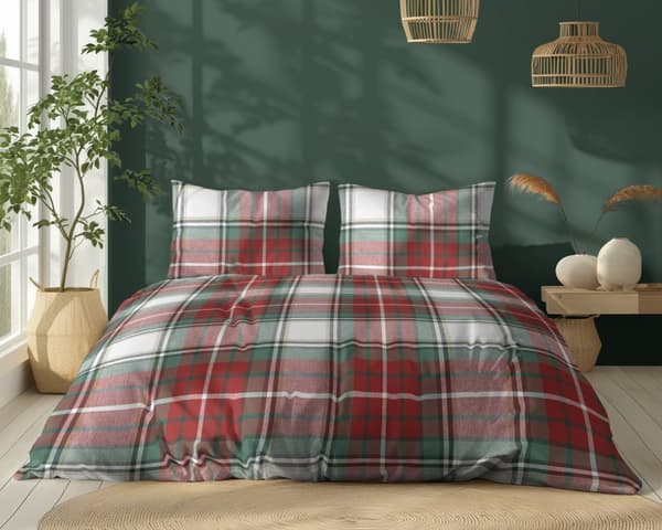 Puuvillainen vuodevaate 220x200 värillinen ruutukuvio