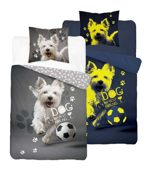 Sängkläder som lyser i mörkret 140x200 West Terrier med boll