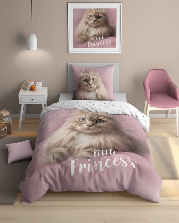 Sängkläder som lyser i mörkret 140x200 Kitty Little Princess