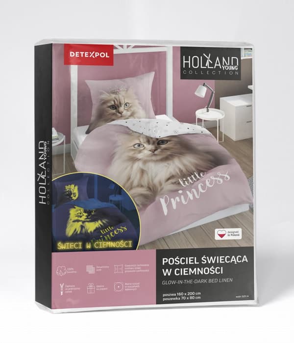 Sängkläder som lyser i mörkret 140x200 Kitty Little Princess