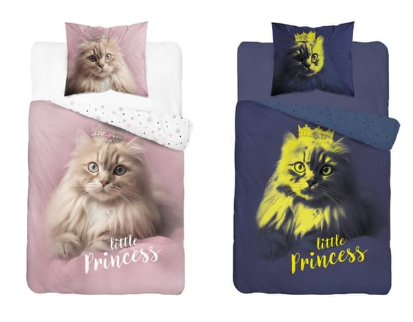 Sängkläder som lyser i mörkret 140x200 Kitty Little Princess