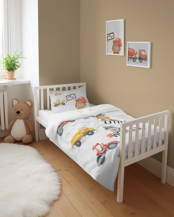 Vauvan vuodevaatteet 90x120 Kaivinkone Construction COTTON