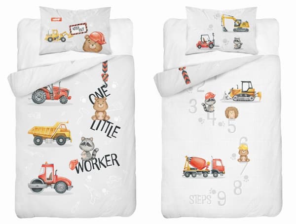 Vauvan vuodevaatteet 90x120 Kaivinkone Construction COTTON
