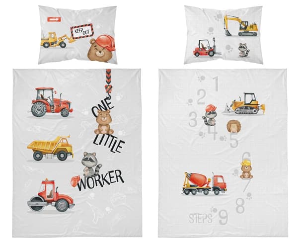 Vauvan vuodevaatteet 90x120 Kaivinkone Construction COTTON