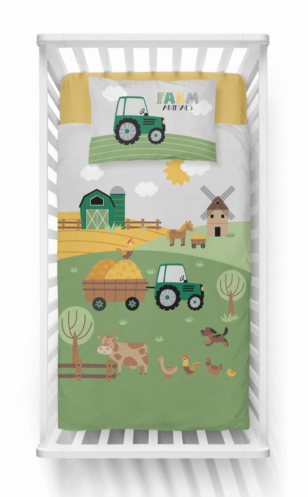Babysängkläder 90x120 Traktor Farm BOMULL
