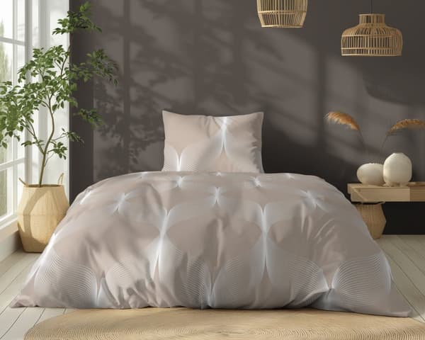 Bomullssängkläder 140x200 Geometrisk Mosaik Beige