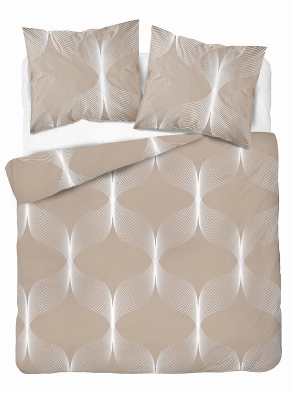 Bomullssängkläder 160x200 Geometrisk Mosaik Beige