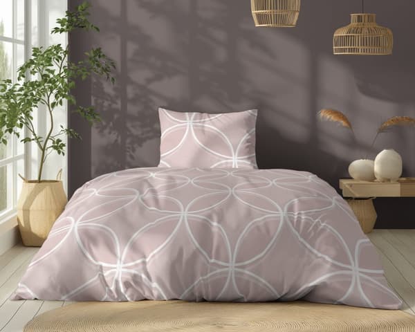 Bomuldssengetøj 140x200 Geometrisk Mosaik Pink
