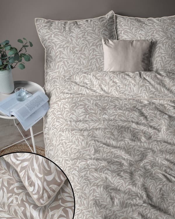 Pussilakana 160x200 La Perkale Perkal terereillä Kukkakuvioinen niittybeige Premium Cotton