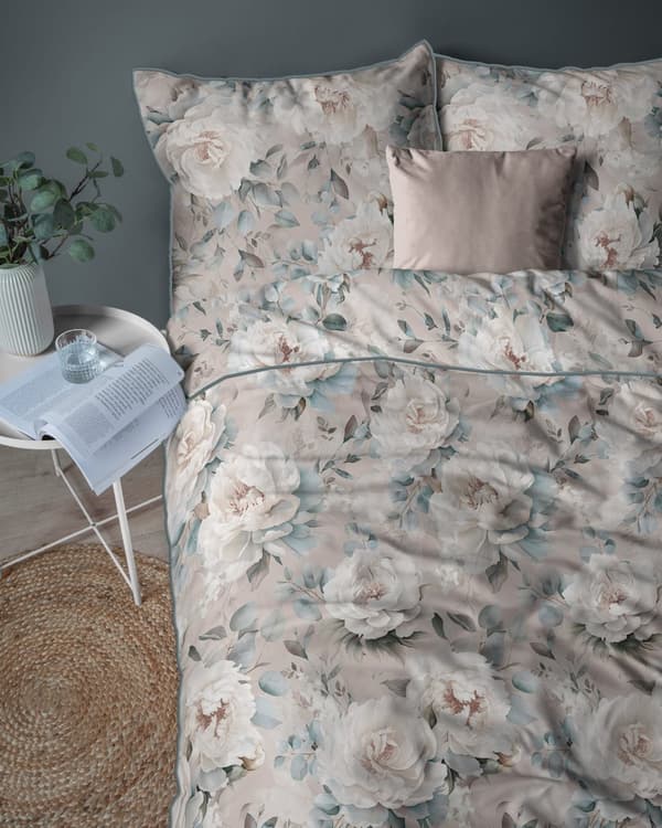 Vuodevaate 160x200 La Perkale beigen ja sinisen sävyissä Premium Cotton
